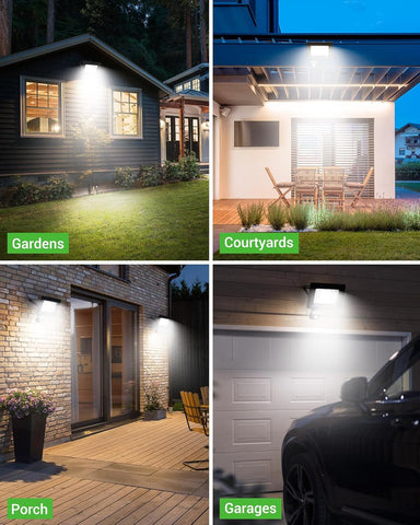 2 Pack Outdoor Security Lights 30W 3000LM PIR LED Floodlight IP65