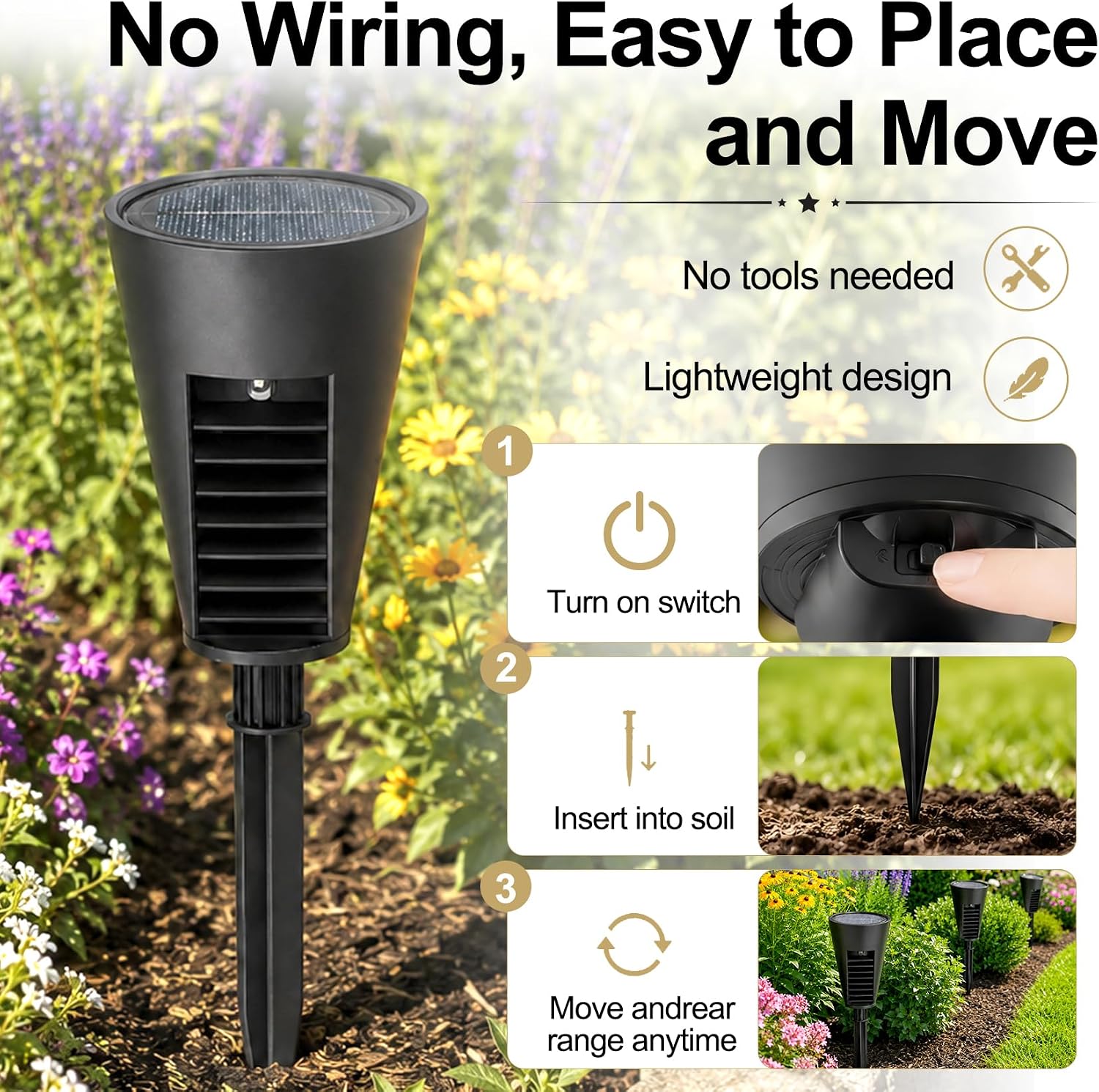 Solar Pathway Lights Outdoor, Slim Mini & Side Glow (4 Pack)