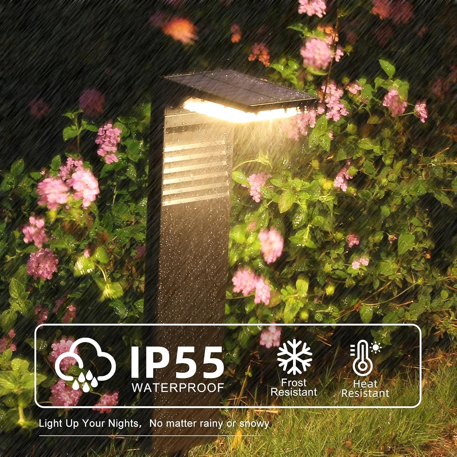 LES FLEURS Solar Lights Outdoor Garden, Super Bright 4 Pack LED Landscape Lighting, Waterproof Garden Lights, Auto ON/Off Outdoor Light for Yard, Lawn, Patio, Driveway, Sidewalk, Walkway Decorative
