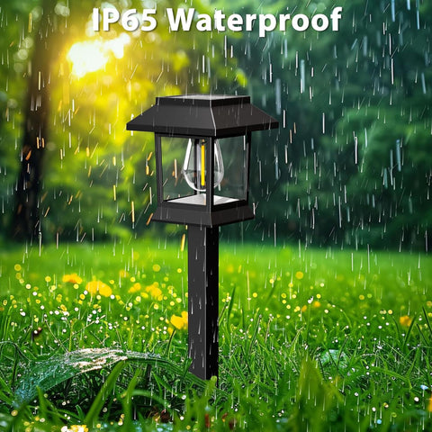 nipify Solar Lights Outdoor Garden, 4 Packs Solar Stakes Lights, Garden Lights Solar Powered Waterproof, Auto On/Off Solar Path Lights for Pathway Yard Patio Landscape