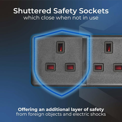 Two Socket Double Extension Lead 4m Heavy Duty Black