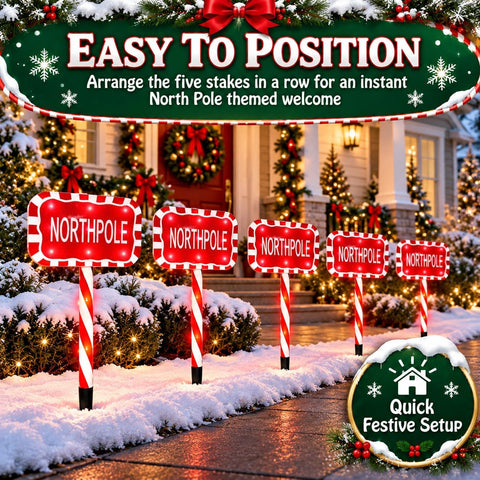 ADEPTNA 5 Piece Candy Cane Christmas Pathway Lights 60 Warm 6 Hour Timer