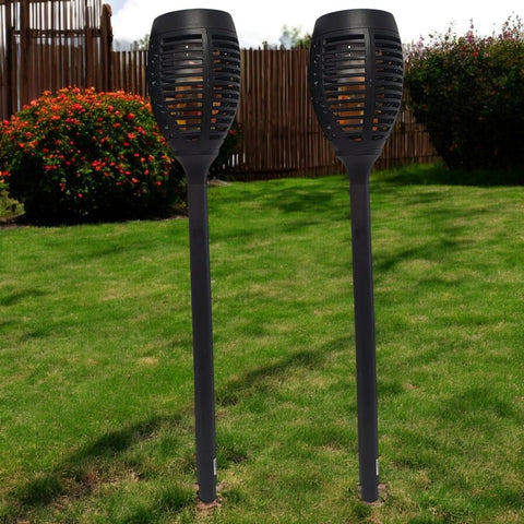 Divas World Solar Garden Stake Lights LED Flickering Flame Effect Weather Resistant Pathway Torch, Outdoor Landscape Lighting (2)