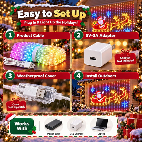 Smart LED Christmas Curtain Lights – RGB Waterproof Outdoor Lights with App & Remote Control, 256–1024 LEDs – Turn Your Home Into a Festive Light Show Everyone Remembers