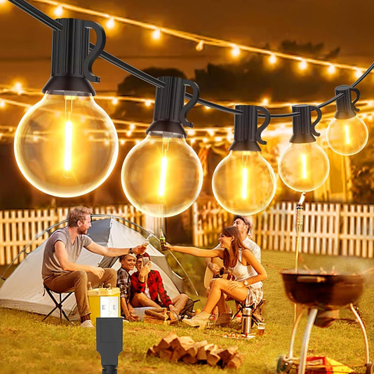 USB Garden String Light, 7.6M/25FT Warm White 12 COB Globe Bulbs IP65 Waterproof Festive Lights Outdoor, Indoor Outdoor String Lights for Gazebo, Christmas, Backyard, Party, Patio Decor