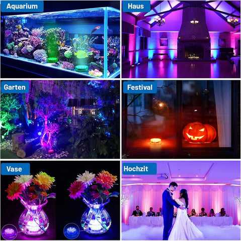2 Pcs Submersible LED Pool Lights with Remote Control – Waterproof Colour Changing Underwater Lights for Pools, Ponds, Aquariums, Vases & Events