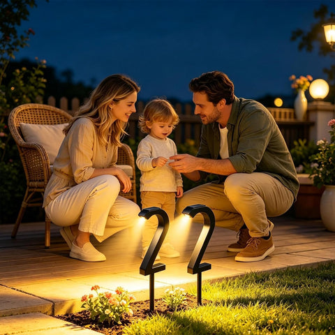 Solar Garden Lights - Number 2 Pieces Shape Spotlight Stake Lighting, Black