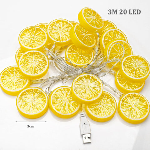 Lemon Fairy Lights, 3m 20 LED Fruits Lemon String Lights, USB Powered, Outdoor Indoor String Fairy Light for Bedroom, Party, Wedding, Garden, Camping, Christmas Decoration