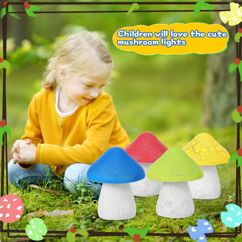 Macarrie 2 Pcs Mushroom Solar Lights Outdoor Garden Pathway, Red, Yellow