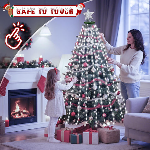 480 LED Detachable Christmas String Lights – Cold White, 3m × 16 Lines