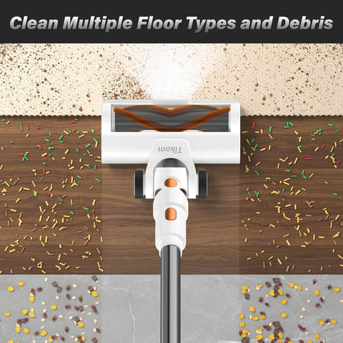 Tikom V500 Cordless Vacuum Cleaner 450W 40KPa Powerful Stick Vac with LED Display, Wall Dock, Handheld for Pet Hair & Floors
