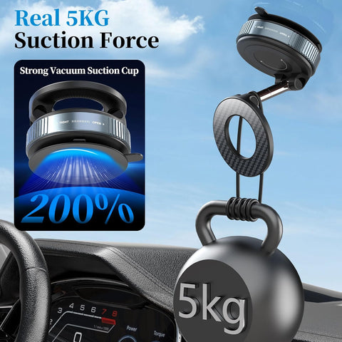 PlusAcc Vacuum Magnetic Car Phone Holder – 360° Rotatable Strong Suction Mount