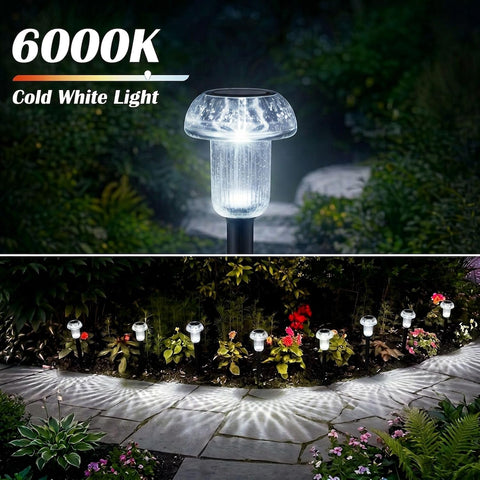 Cold White Mushroom Solar Garden Lights, Outdoor, 4 Pack
