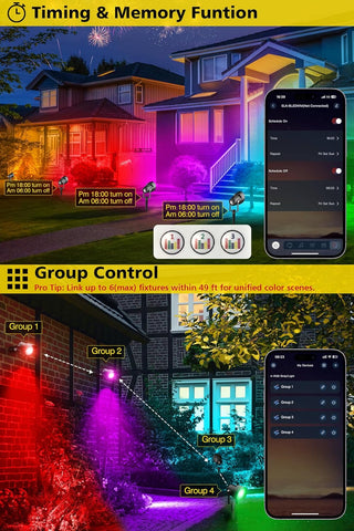 T-SUN Garden Spot Lights Mains Powered, RGB Spike Light with Remote/APP