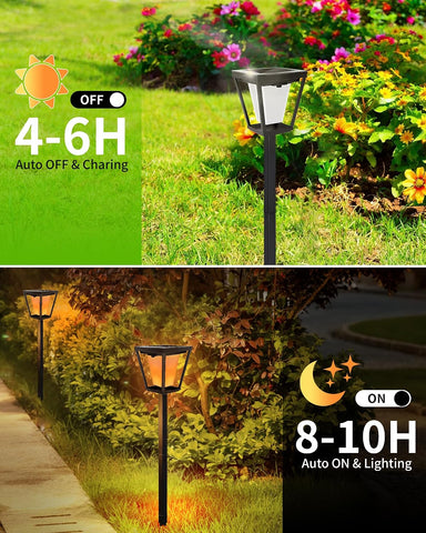 Upgraded Dusk to Dawn Solar Flickering Flame Garden Lights, 8Pack