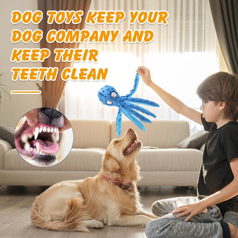 Octopus Squeaky Dog Toy Set with Crinkle Paper