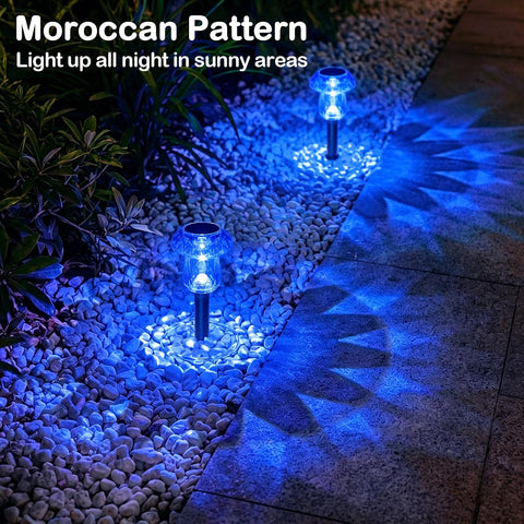 Solar Halloween Lights Outdoor 8 Pack Blue Garden Mushroom Decor
