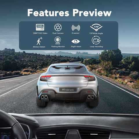 1080P Full HD Dual Dash Cam Front & Rear with Night Vision