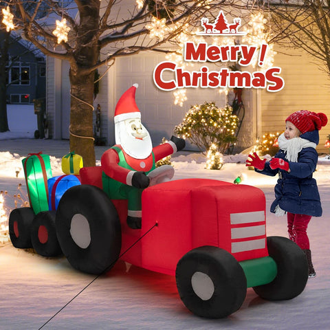 COSTWAY Inflatable Christmas Santa Claus with LED Lights and Blower – Self Inflating Outdoor & Indoor Xmas Decoration