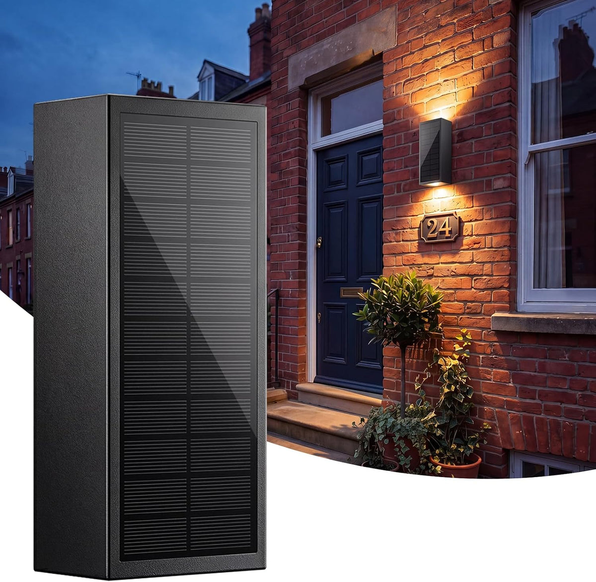 Dusk to Dawn Solar Wall Light Outdoor, USB Rechargeable Backup Wall Sconce