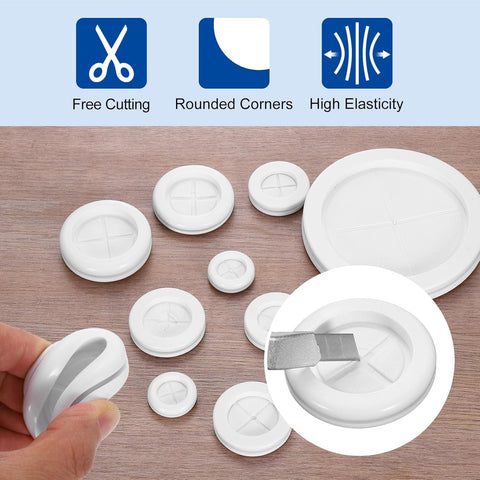 12Pcs Rubber Grommets 1-1/8" (28mm) Drill Hole, 7/8" (22mm) ID Double Sided Hole Plugs Ring Gasket for Firewall Cable Wire Protecting, White