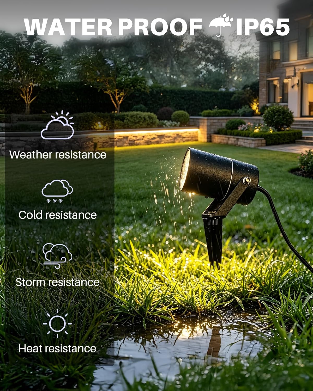 EBION Garden Spike Light 4 Pack,IP65 Garden Spotlights Mains Powered