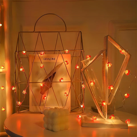 300cm Red Heart LED Fairy String Lights with Remote, Timer & 8 Lighting Modes – Battery Powered Waterproof Decor