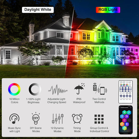NATPOW RGB Underwater Pond Lights, 5 Pack IP68 Waterproof Submersible LED Spotlights with APP & Remote Control for Ponds, Fountains, Aquariums & Gardens