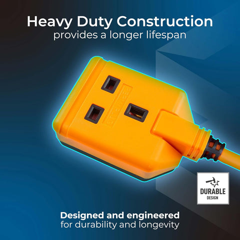 Masterplug One Socket Single Extension Lead, 5 Metre Cable, Unswitched, Heavy Duty, Rewireable, 1-Way Plug Extension Cable, Work Power, Permaplug, Orange, 13A, 1G, 5m, EXS1315O