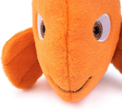Petface Seriously Strong Plush and Rubber Fish Dog Toy, Orange