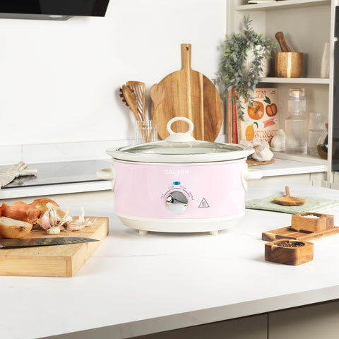 Salter Retro Pink 3.5L Slow Cooker – Electric Ceramic Pot 200W