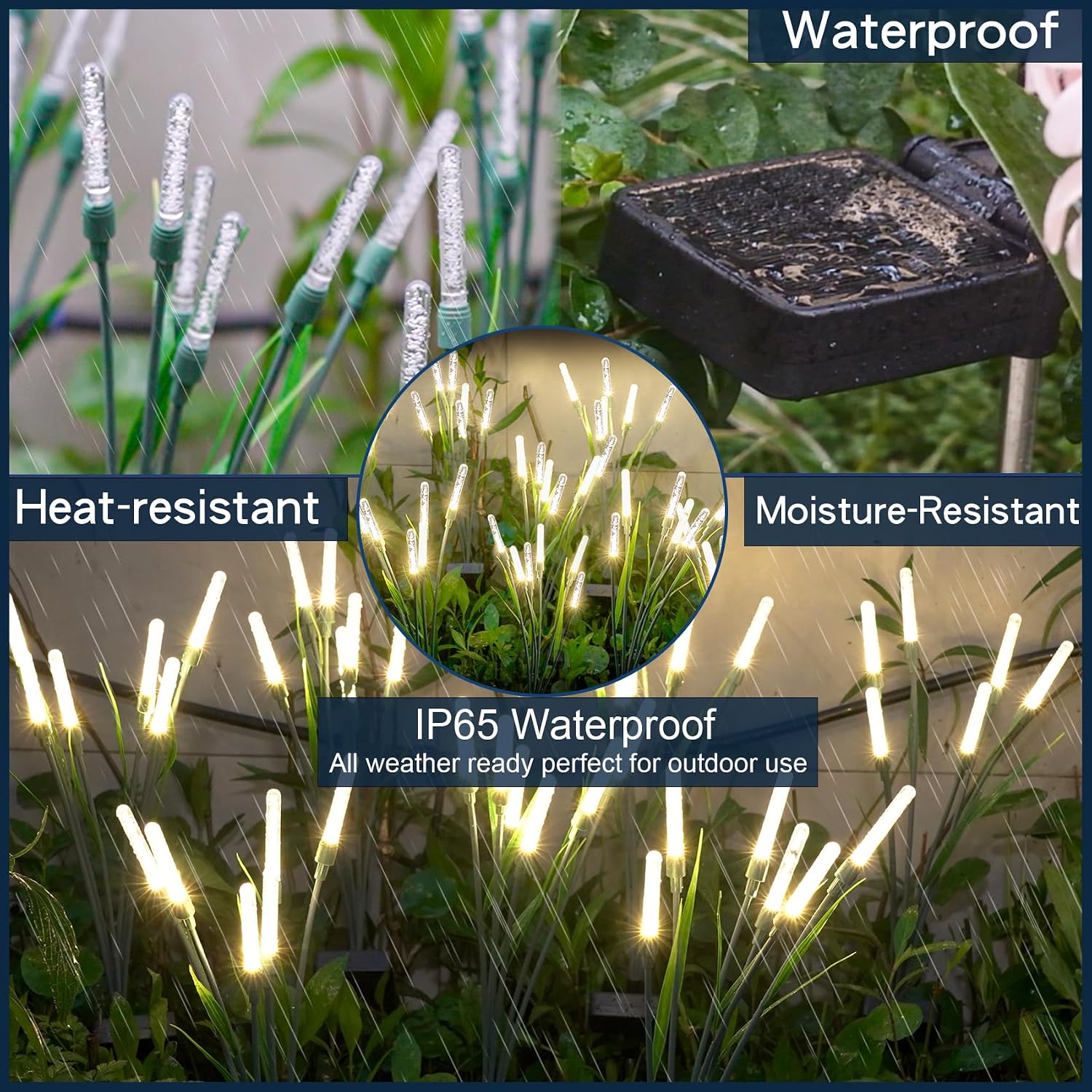 Solar Swaying Firefly Garden Lights, Acrylic Outdoor Decor (4 Pack)