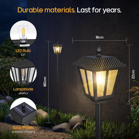 1.8m Solar Lamp Post Outdoor Solar Garden Lights