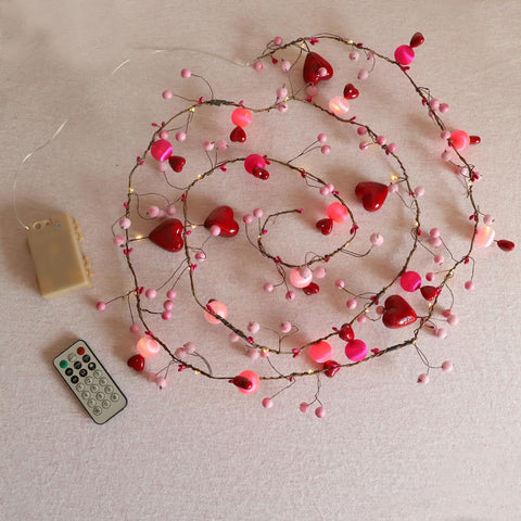 Valentine’s Day Heart Garland String Lights, 6.5FT 25 LED Battery Operated Balloon Heart Decorative Lights for Home and Wedding