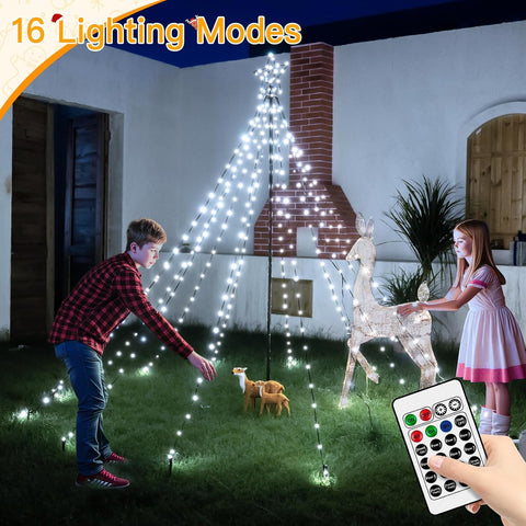 Christmas Tree Lights 340 LED Cool White Outdoor Fairy Lights with Star & Remote