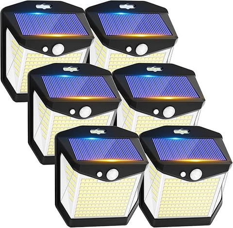 4 Pack Solar Security Lights Outdoor Garden: 238 LED Solar Powered Outside Light 3 Modes Motion Sensor and 270°Wide Angle IP65 Waterproof Solar Power Wall Lighting For Fence Flood Door Garage Yard