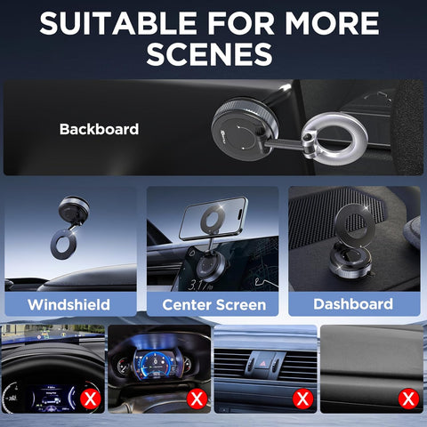 Vmag-S1 Black Vacuum Magnetic Phone Holder for Car 360° Rotatable