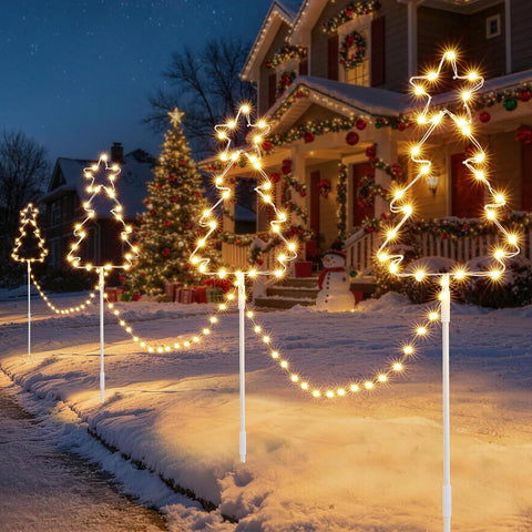 Quntis Outdoor Christmas Pathway Lights Mains Powered Warm White & RGB