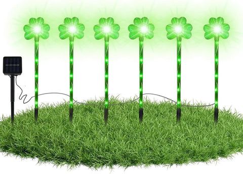 St Day Shamrocks Lights Garden Decor Solar Powered Stake Lights