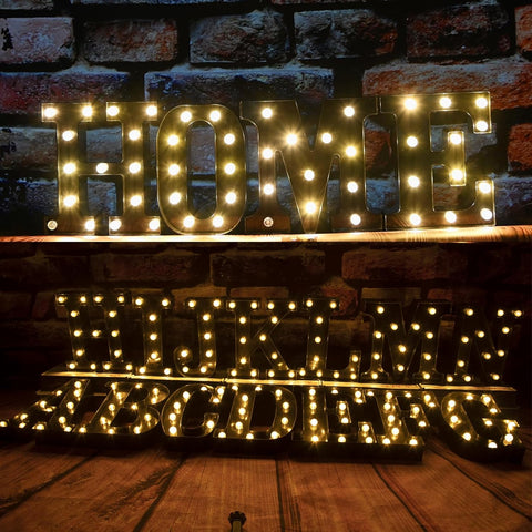 Black Alphabet Marquee Letters LED 26 Alphabet Light Up Letters with Diamond Bulb Battery Powered Led Letter for Wedding Birthday Christmas Home Bar Decoration Party Night Light (Black Letter H)