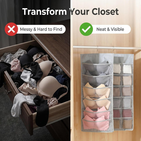 Comforso Double-Sided Hanging Storage Organiser – 36 Mesh Pockets for Wardrobe, Door and Bathroom, 80 × 50 cm