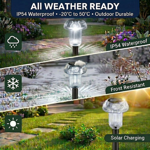 Cold White Mushroom Solar Garden Lights, Outdoor, 4 Pack