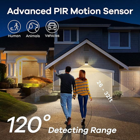 Solar-powered PIR motion sensor stake light with 120° detection angle

