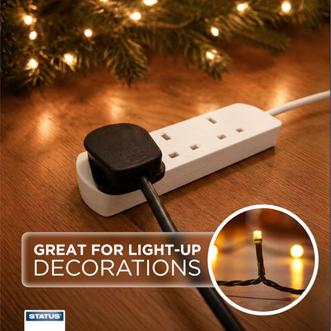 STATUS 3 Socket Extension Lead 0.5m White – Compact 13A Power Strip for Desks, TVs & Home Offices – Keep Your Everyday Essentials Powered Without the Cable Clutter