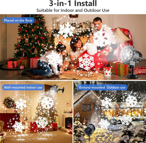 Christmas Snowflake Projector Lights – 9W LED Outdoor & Indoor Christmas Projection Lamp, IP65 Waterproof Holiday Decoration for Gardens, Walls, Parties & New Year
