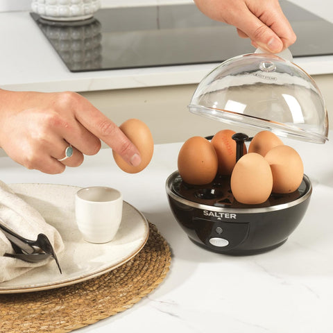 Salter Electric Egg Cooker – 6 Egg Boiler with Poaching Trays, Soft & Hard Boiled Eggs, Measuring Cup, Easy Clean, 430W