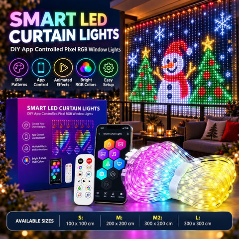 Smart LED Curtain Lights – App-Controlled Pixel RGB Window & Wall Lights for Christmas, Bedrooms, Parties & Weddings - Turn Any Space Into Your Own Little Light Show