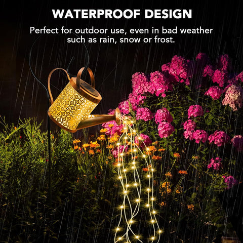 Solar Lights Outdoor Garden Watering Can, Large 20cm Solar Garden Waterproof LED Fairy String Lights, Hanging Metal Garden Ornament for Yard Lawn Pathway Patio, Gardening Birthday Gifts for Women Mum