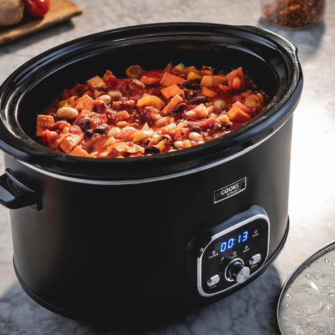 Cooks Professional 8L Digital Slow Cooker with Glass Lid, Cool Touch Handles, 2 Heat Settings, Keep Warm & Delay Timer