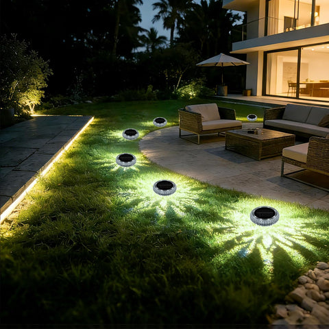 Solar Lights Outdoor Garden, 6 Pack Solar Ground Lights, IP65 Waterproof, LED Solar Landscape Decorative Lighting for Lawn, Yard,Stairs, Patio, Pathway (White)